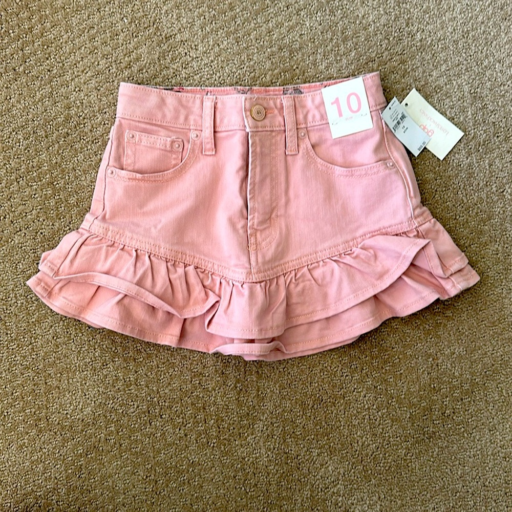 NWT Gap x Love Shack Fancy denim pink ruffle skirt